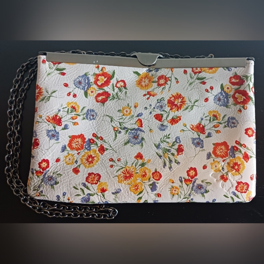 Patricia Nash Women's Multi Color Ivory Leather Clutch Chain Purse